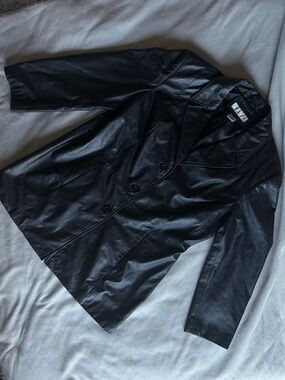 VINTAGE GENUINE BLACK LEATHER PRESTON’S & YORK PETITES LARGE BUTTON UP 80s